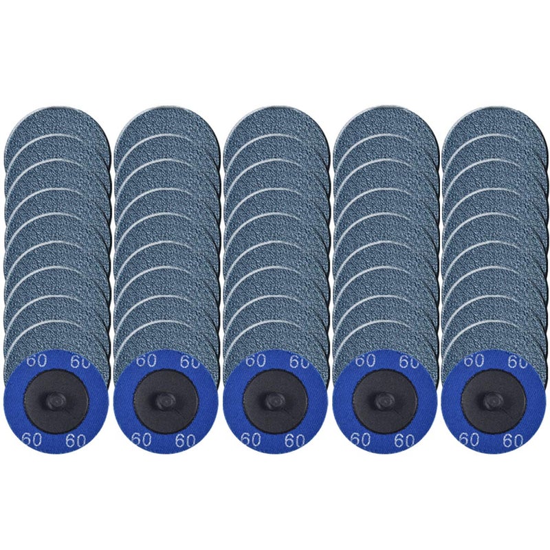 Tshya Quick Change Grinding Disc, 50 Pcs P60 2 inch Sanding Discs, Zirconia Coated Roll Lock Disc for Surface Prep (60 Grit) - Image 1