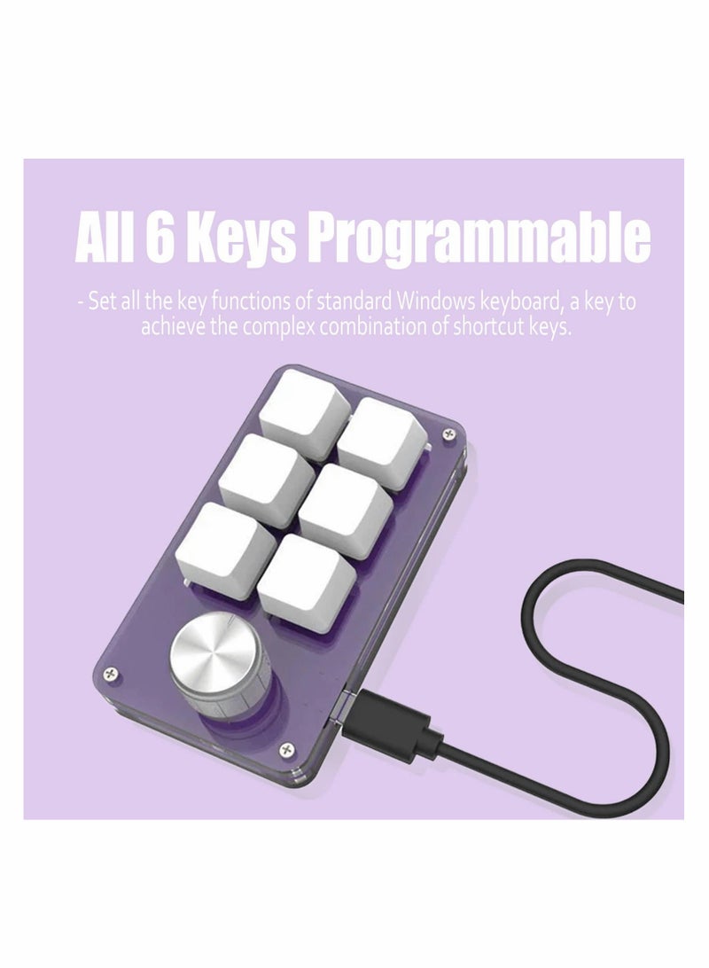 Mini Keypad One Handed Mechanical Gaming Keyboard, Multifunctional Shortcut Programmable Macro Keyboard, with Knob, Plug and Play, for Windows, for Vista, for Linux, for Macos (6-Key) - Image 3