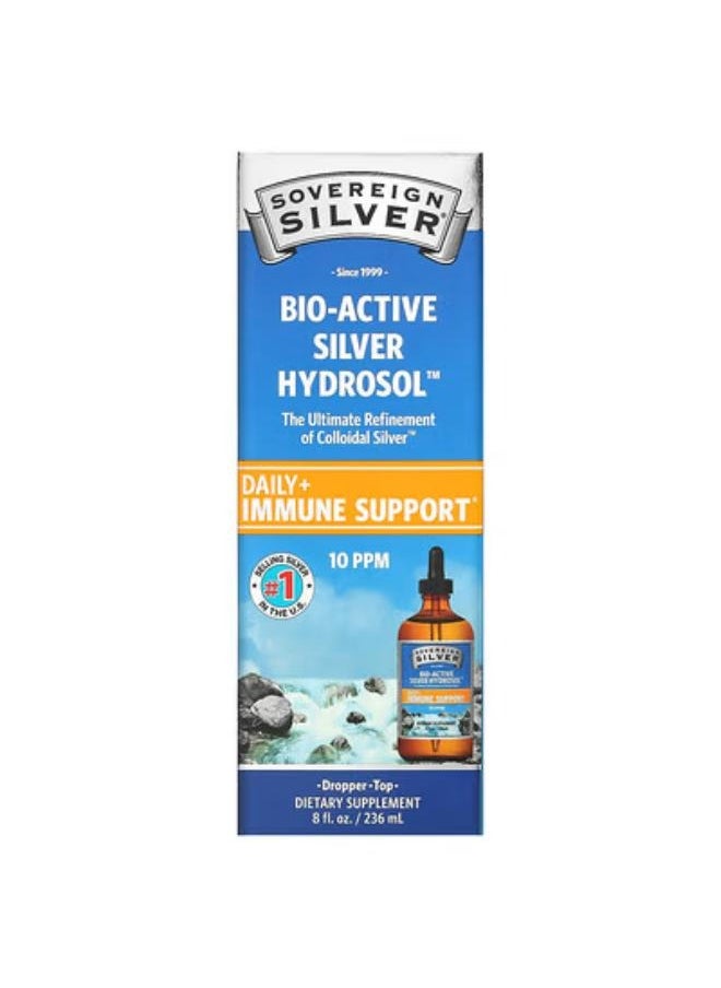 Sovereign Silver - Bio-Active Silver Hydrosol Dropper-Top, Daily + Immune Support, 10 PPM, 8 fl oz (236 ml) - Image 1