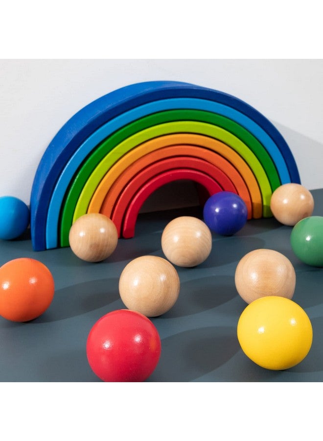 MERRYHEART 1.8 Inch Montessori Wooden Rainbow Balls, Colorful/Pastel/Natural Wooden Ball Toys for Toddler & Baby Grasping, Preschool Learning Material, Educational Counting Toy - 6 Pcs - Image 4
