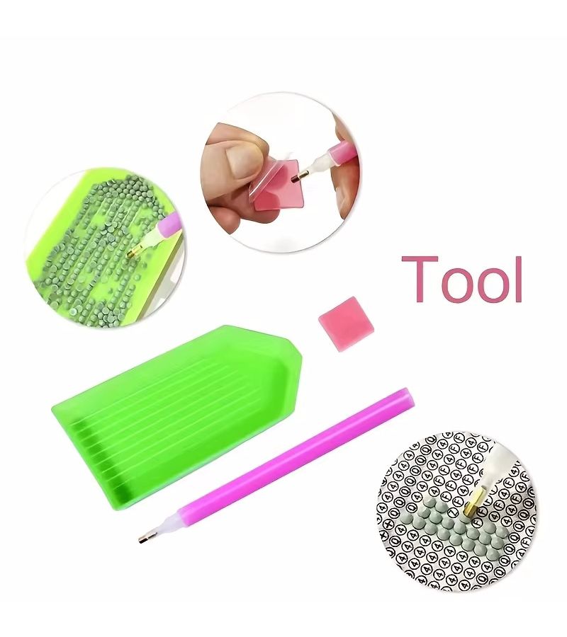 طقم طلاء خماسي الأبعاد بألماس دائري مقاس 50×50 سم بدون إطار، مناسب لتزيين المنزل والمكتب - Image 5