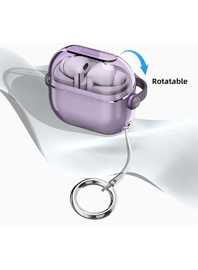 O Ozone For Samsung Galaxy Buds3 Case & Galaxy Buds 3 Pro Case Cover , Holder Clip Shockproof Flexible TPU Protection Case with Carabiner- Purple - Image 5