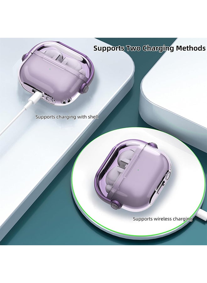 O Ozone For Samsung Galaxy Buds3 Case & Galaxy Buds 3 Pro Case Cover , Holder Clip Shockproof Flexible TPU Protection Case with Carabiner- Purple - Image 4