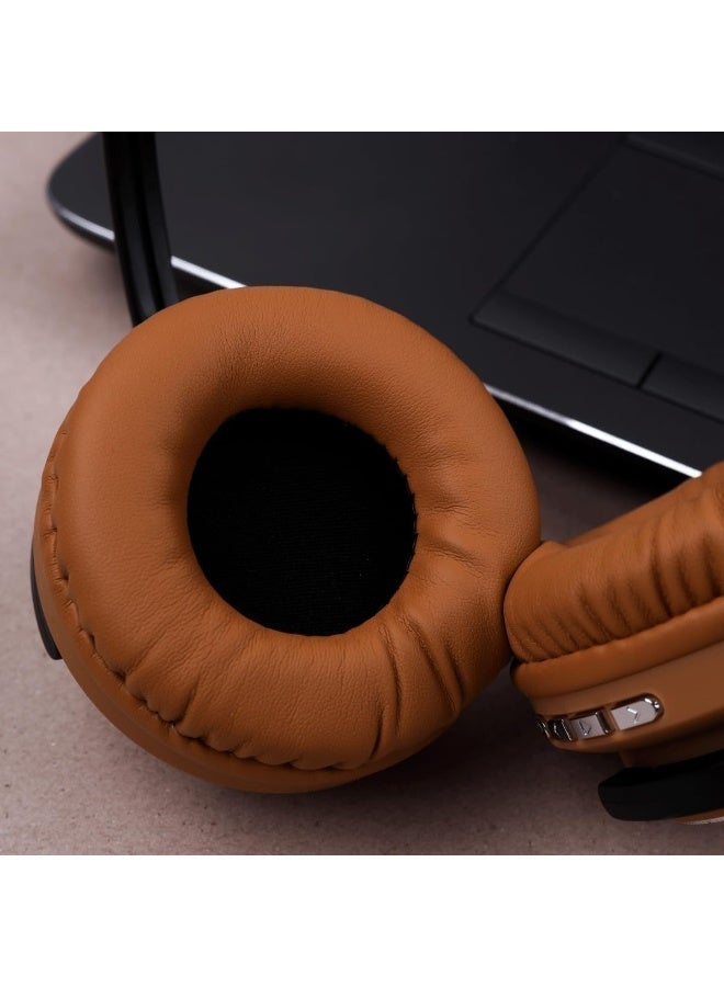 SODO SD-1005 Wireless Bluetooth Over-Ear Headphones with Bluetooth 5.1, TF Card Slot, Built-In Microphone, Foldable Design, 6–8 Hours Playtime – Brown - Image 5