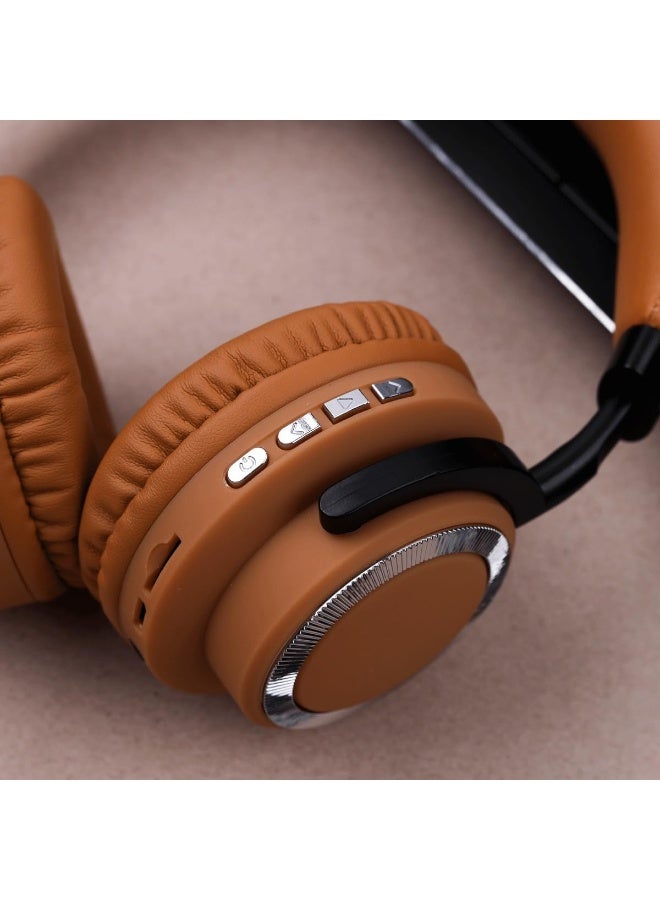 SODO SD-1005 Wireless Bluetooth Over-Ear Headphones with Bluetooth 5.1, TF Card Slot, Built-In Microphone, Foldable Design, 6–8 Hours Playtime – Brown - Image 4