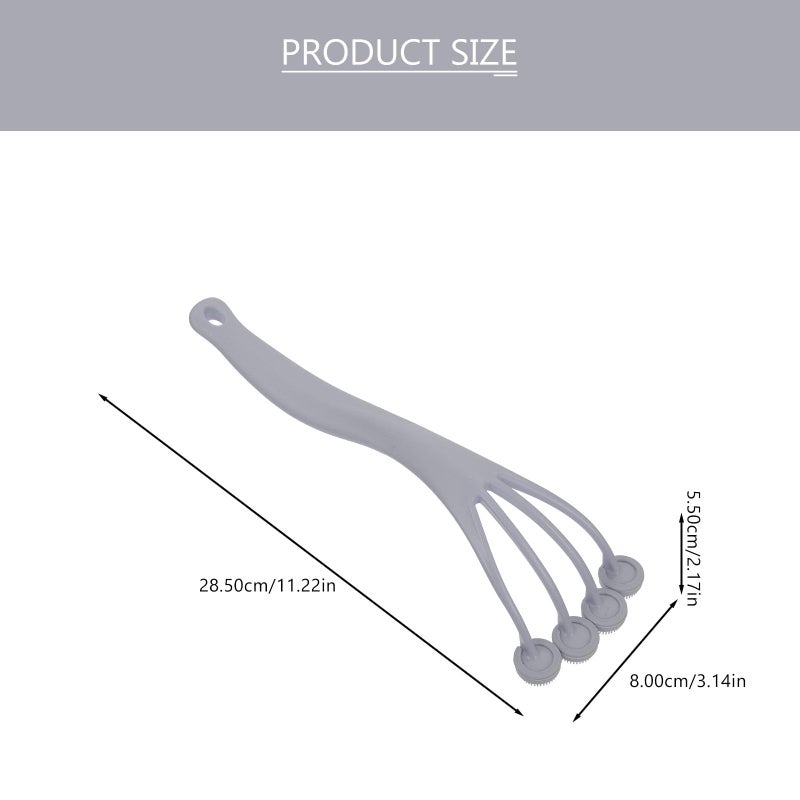 Silicone Body Exfoliating Brush with Massage Heads Gray Back Scrubber for Shower Bathing - Image 3