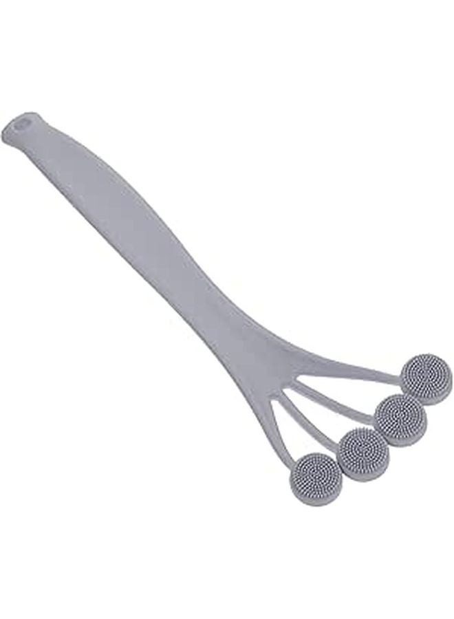 Silicone Body Exfoliating Brush with Massage Heads Gray Back Scrubber for Shower Bathing - Image 1