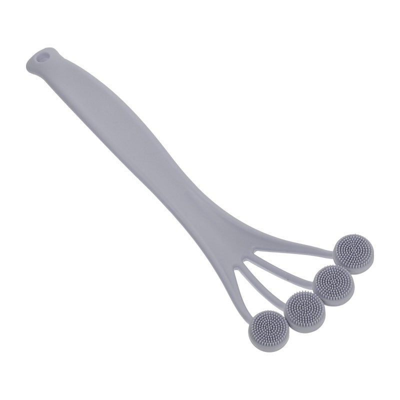 Silicone Body Exfoliating Brush with Massage Heads Gray Back Scrubber for Shower Bathing - Image 2
