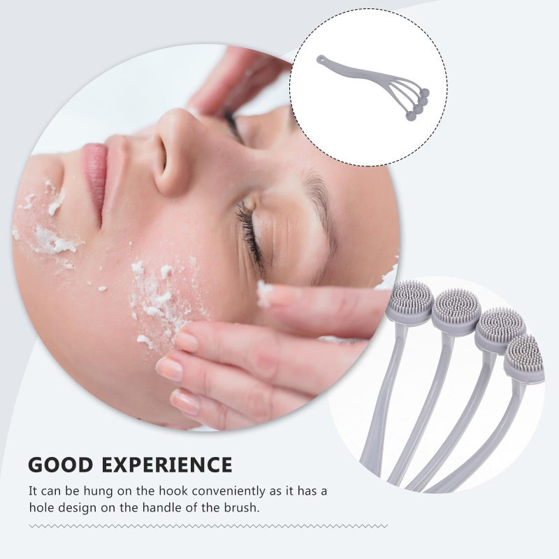 Silicone Body Exfoliating Brush with Massage Heads Gray Back Scrubber for Shower Bathing - Image 4