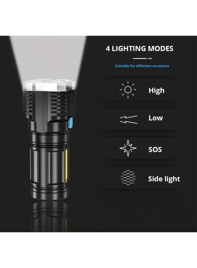 2pcs LED Handheld Flashlight Rechargeable Camping Work Light With Power Display - Image 5