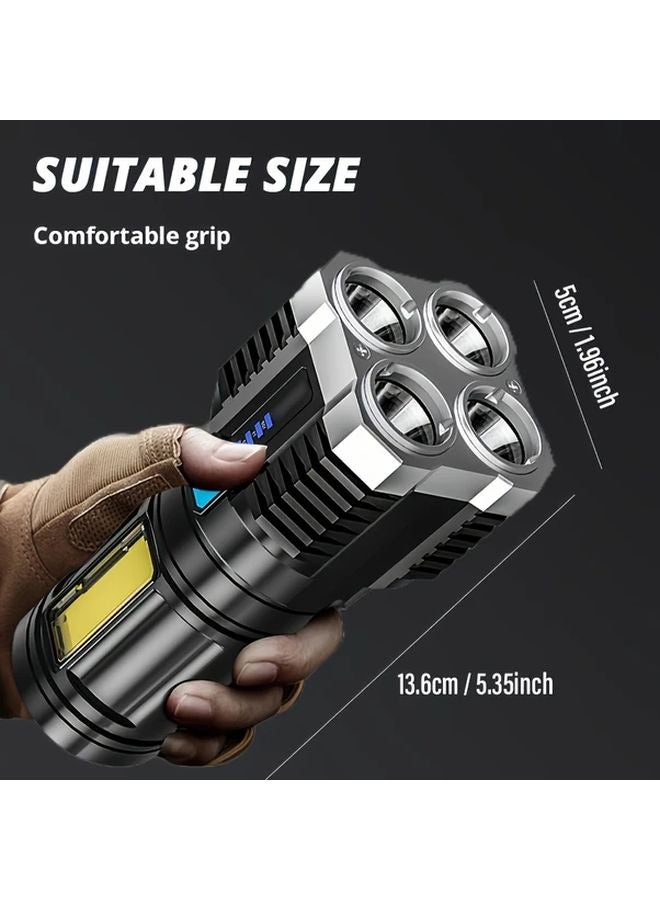 2pcs LED Handheld Flashlight Rechargeable Camping Work Light With Power Display - Image 4