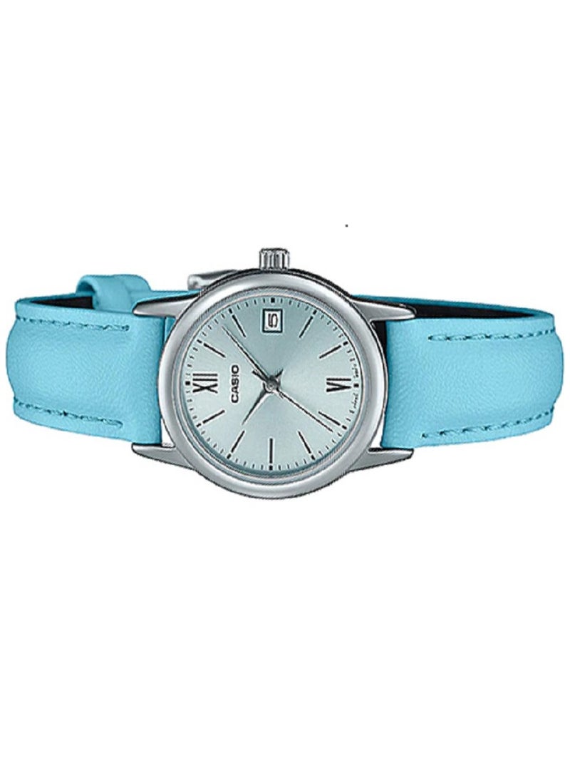 Casio Women Watch Analog Date Display Blue Dial Leather Band LTP-V002L-2B3UDF. - Image 5