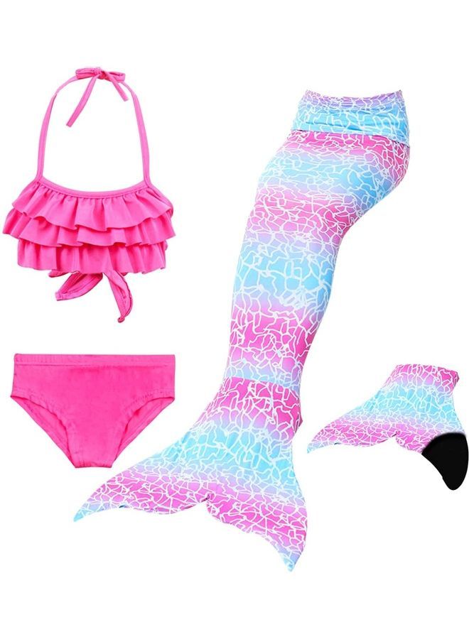 NIBEMINENT 4-Piece Mermaid Swimming Costume Set 150cm - Image 1