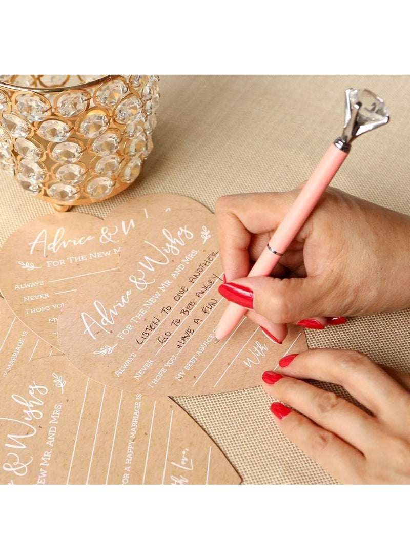 Zikra Wedding Advice And Wishes For The Mr And Mrs - Heart Shaped Cards (Set of 50) Rustic Kraft Paper - Image 2