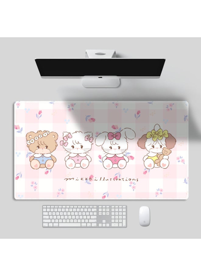 Generic - Mikko Mouse Pad Miko Illustration Cartoon Lock Edge Table Pad E-Sports Keyboard Mouse Office Large Mouse Pad-Pattern:e(700*400mm) - Image 1