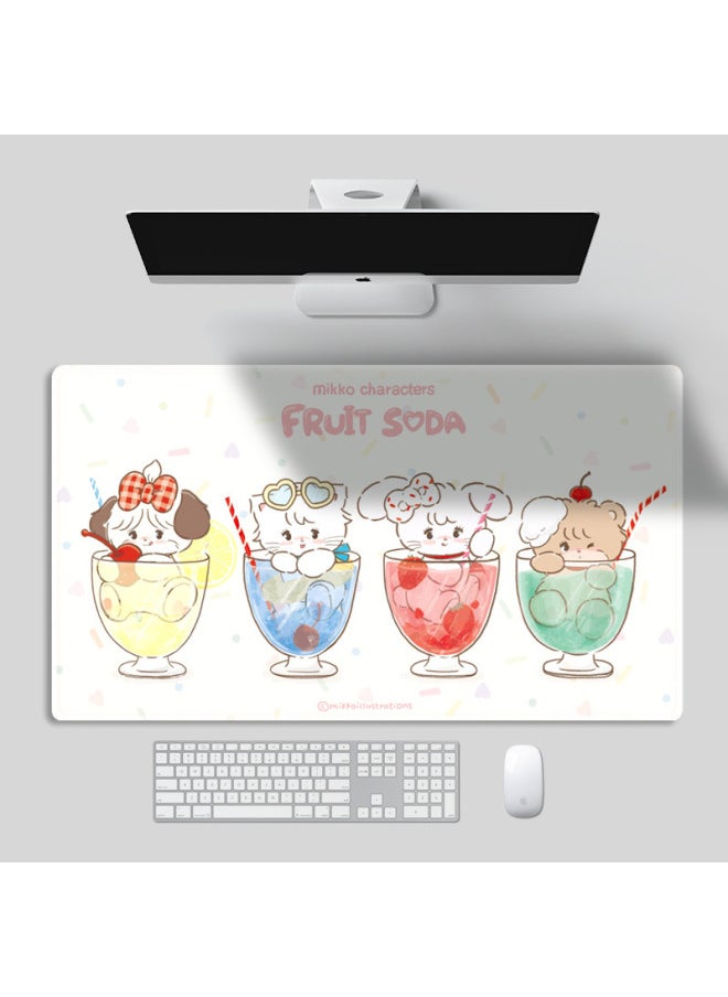 Generic - Mikko Mouse Pad Miko Illustration Cartoon Lock Edge Table Pad E-Sports Keyboard Mouse Office Large Mouse Pad-Pattern:e(700*400mm) - Image 1