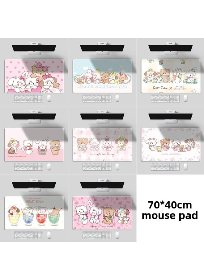 Generic - Mikko Mouse Pad Miko Illustration Cartoon Lock Edge Table Pad E-Sports Keyboard Mouse Office Large Mouse Pad-Pattern:e(700*400mm) - Image 1