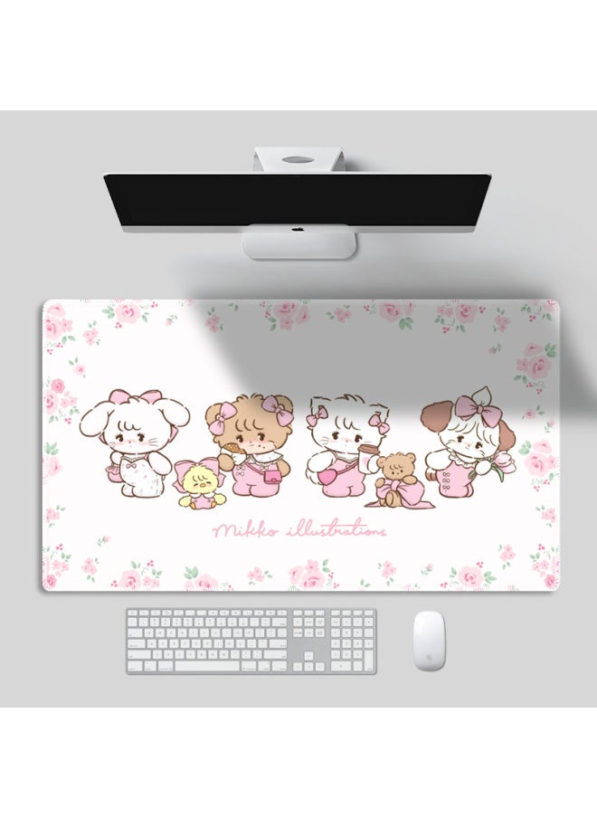 Generic - Mikko Mouse Pad Miko Illustration Cartoon Lock Edge Table Pad E-Sports Keyboard Mouse Office Large Mouse Pad-Pattern:e(700*400mm) - Image 1