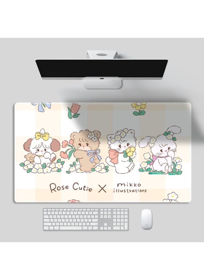 Generic - Mikko Mouse Pad Miko Illustration Cartoon Lock Edge Table Pad E-Sports Keyboard Mouse Office Large Mouse Pad-Pattern:e(700*400mm) - Image 1