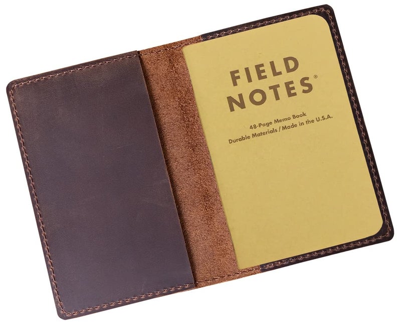 Fan&Ran Genuine Leather Journal Cover for Field Notes Notebooks, Moleskine Cahier Journal Pocket 3.5 x 5.5 Inches, Bourbon Brown - Image 1