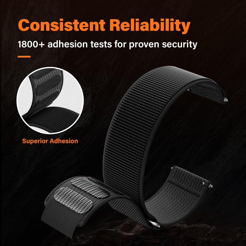 ANCOOL Nylon Watch Band Compatible with Garmin Venu 3/Venu 4 45mm/Venu 2/Forerunner 265/255/Vivoactive 4, 22mm Quick Release Watch Band for Galaxy Watch 46mm/3 45mm for Men(Black/Grey, L) - Image 2