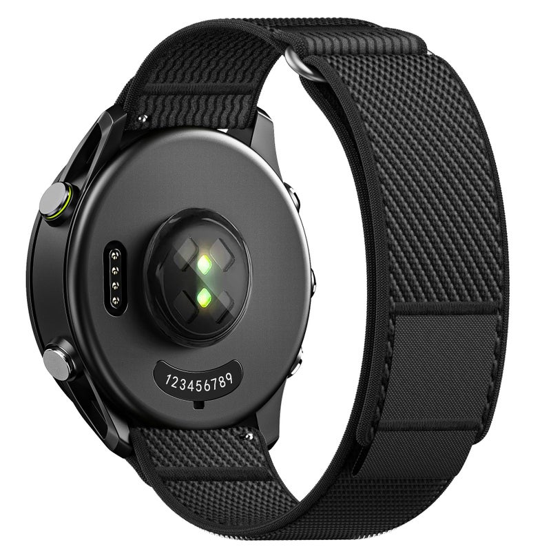 ANCOOL Nylon Watch Band Compatible with Garmin Venu 3/Venu 4 45mm/Venu 2/Forerunner 265/255/Vivoactive 4, 22mm Quick Release Watch Band for Galaxy Watch 46mm/3 45mm for Men(Black/Grey, L) - Image 1