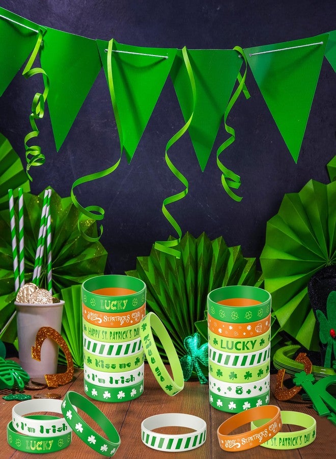 ANPUNAT 35 PCS St Patrick Bracelets Irish Clover Silicone Bracelet for Party Favors Children Gifts Supplies - Image 4