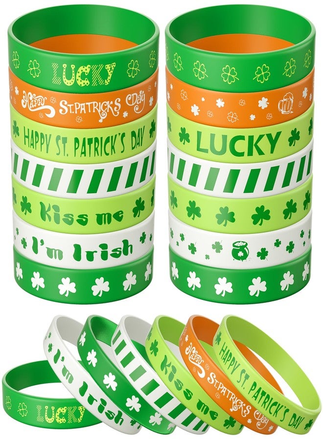 ANPUNAT 35 PCS St Patrick Bracelets Irish Clover Silicone Bracelet for Party Favors Children Gifts Supplies - Image 1