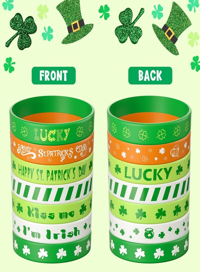ANPUNAT 35 PCS St Patrick Bracelets Irish Clover Silicone Bracelet for Party Favors Children Gifts Supplies - Image 2