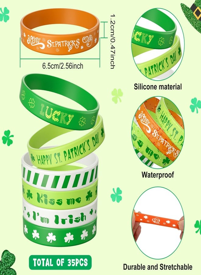 ANPUNAT 35 PCS St Patrick Bracelets Irish Clover Silicone Bracelet for Party Favors Children Gifts Supplies - Image 3