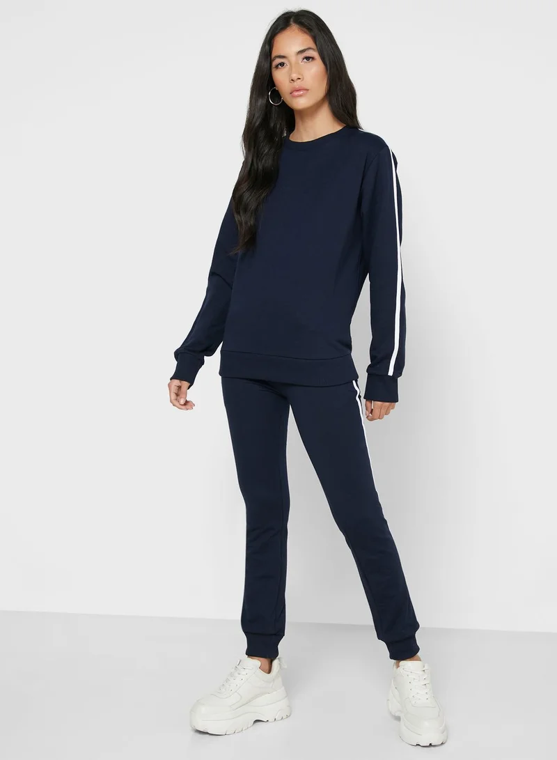 Ginger Basics Contrast Side Paneled Sweatshirt & Jogger Set