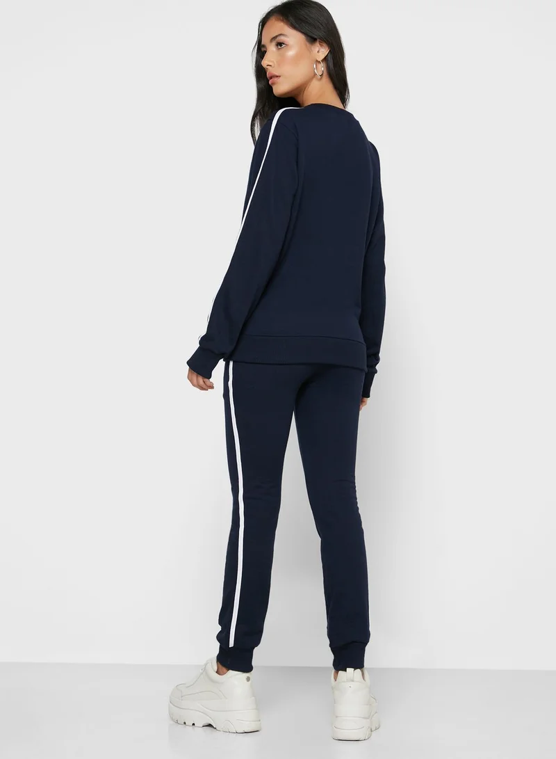 Ginger Basics Contrast Side Paneled Sweatshirt & Jogger Set