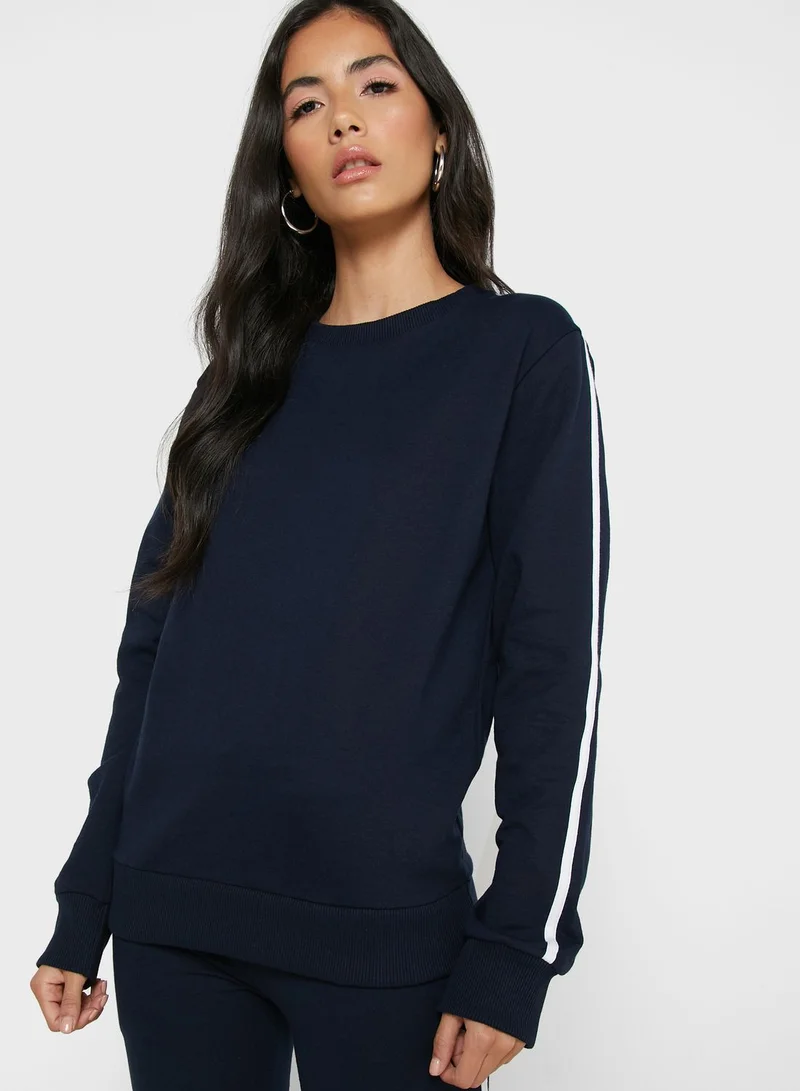 Ginger Basics Contrast Side Paneled Sweatshirt & Jogger Set