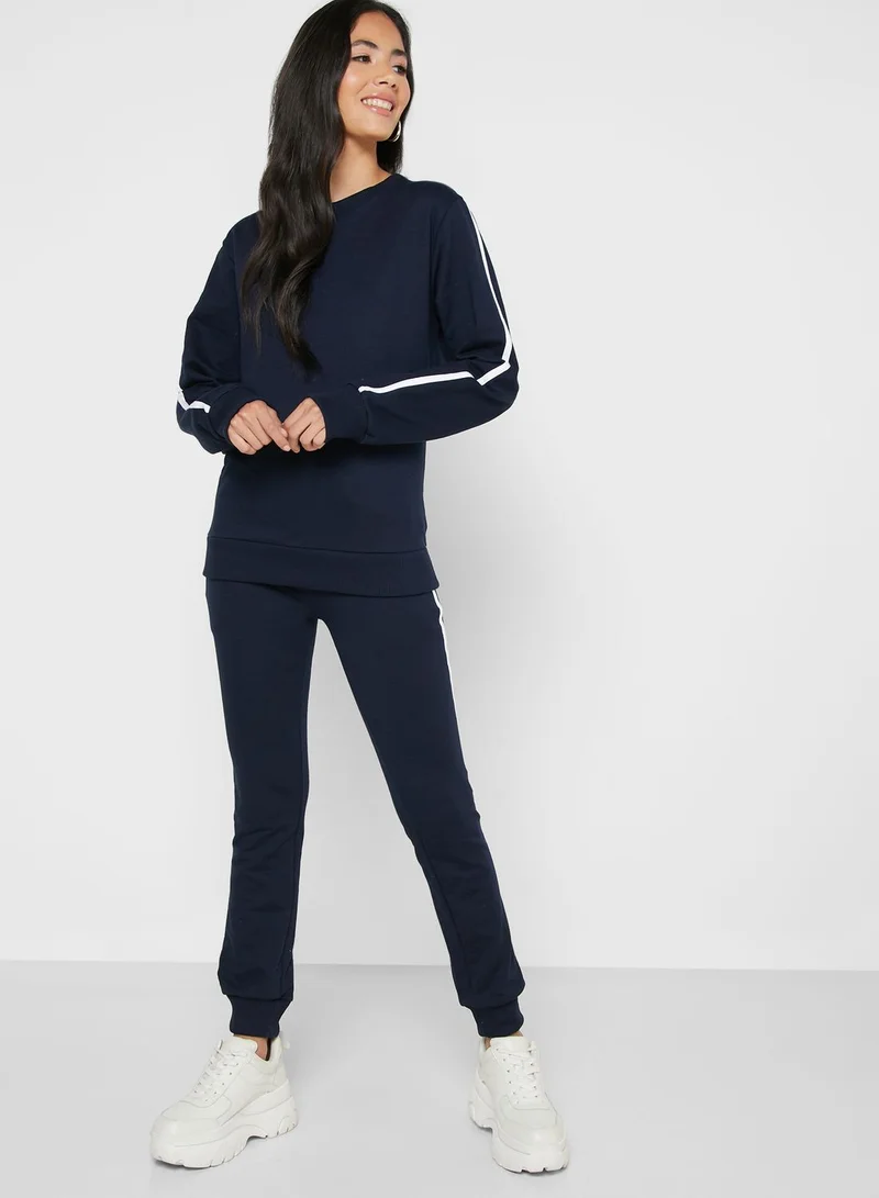 Ginger Basics Contrast Side Paneled Sweatshirt & Jogger Set