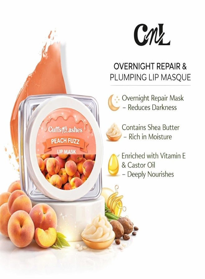 Cuffs N Lashes Lush Lips Intensive Recovery Mask - Peach Fuzz | Overnight Repair Mask | Paraben-Free | Enriched with Vitamin E, Shea Butter &Castor Seed Oil - Image 2