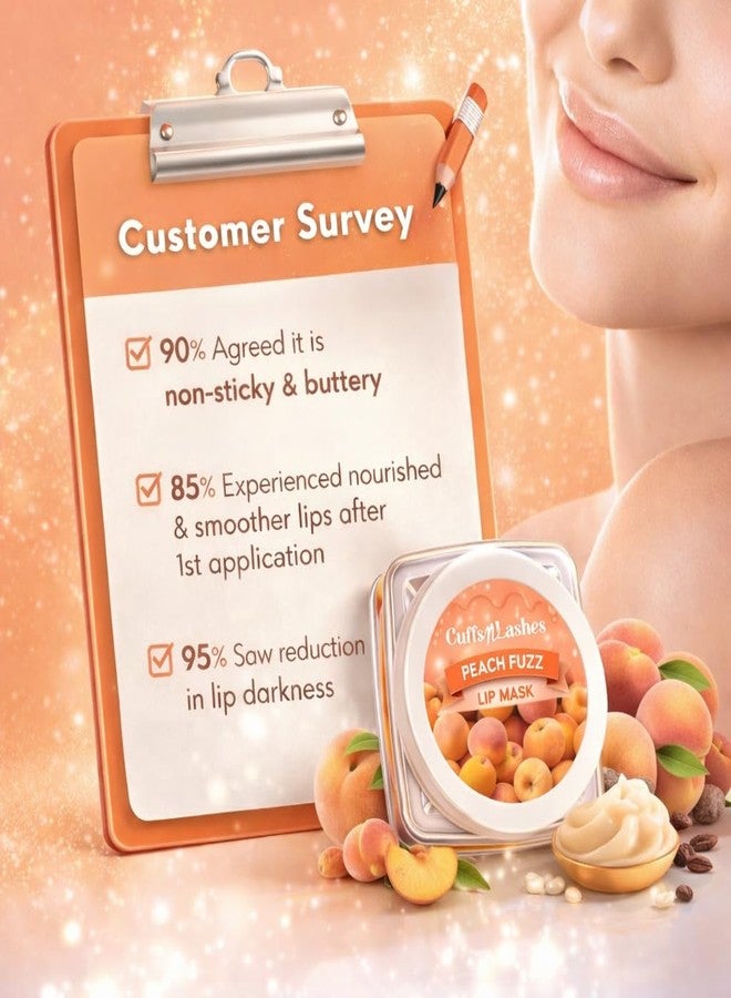 Cuffs N Lashes Lush Lips Intensive Recovery Mask - Peach Fuzz | Overnight Repair Mask | Paraben-Free | Enriched with Vitamin E, Shea Butter &Castor Seed Oil - Image 3