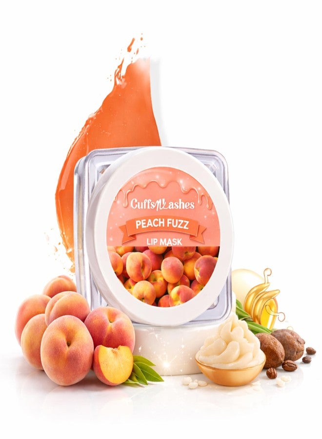 Cuffs N Lashes Lush Lips Intensive Recovery Mask - Peach Fuzz | Overnight Repair Mask | Paraben-Free | Enriched with Vitamin E, Shea Butter &Castor Seed Oil - Image 1
