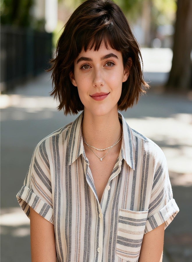 Poxtex قلادات فضية مرصعة بالألماس للنساء، قلادة رقيقة متعددة الطبقات مطلية بالذهب عيار 14 قيراطًا، سلسلة شوكر بسيطة، طقم مجوهرات عصري من الزركونيا المكعبة، هدايا للنساء، نحاس، زركونيا مكعبة - Image 5