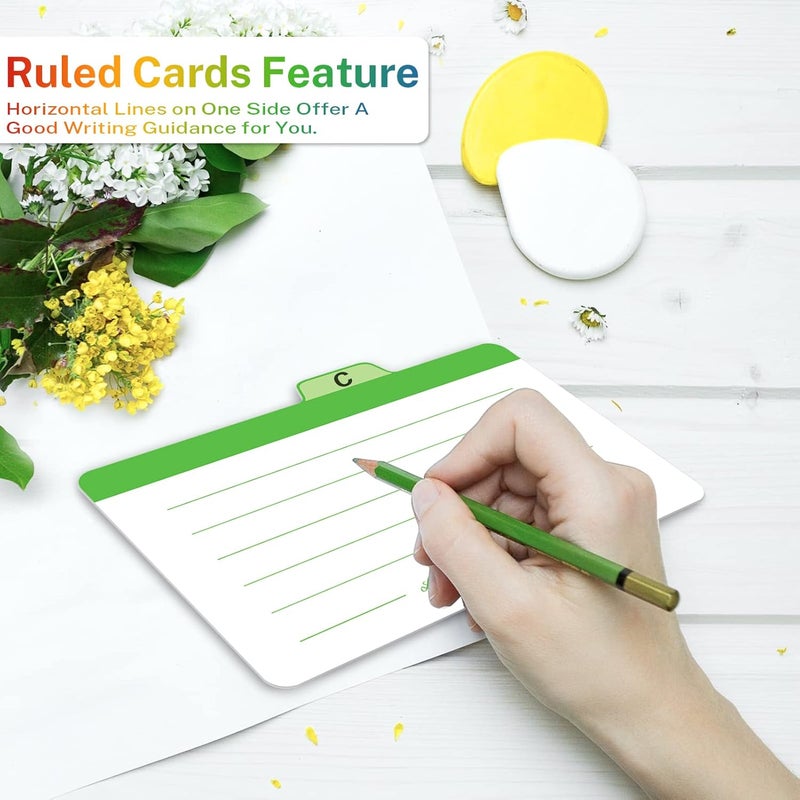 Neando 5 x 8 inches Index Card Dividers, Alphabetical Tabbed Index Cards Guides, Colored Note Cards, File and Recipe Guides with Alphabetical Tabs, Assorted Colors, 24 Counts, A-Z Guide - Image 5