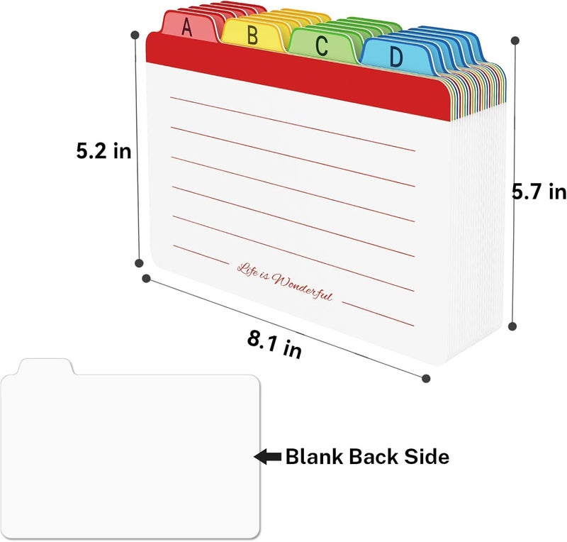 Neando 5 x 8 inches Index Card Dividers, Alphabetical Tabbed Index Cards Guides, Colored Note Cards, File and Recipe Guides with Alphabetical Tabs, Assorted Colors, 24 Counts, A-Z Guide - Image 3