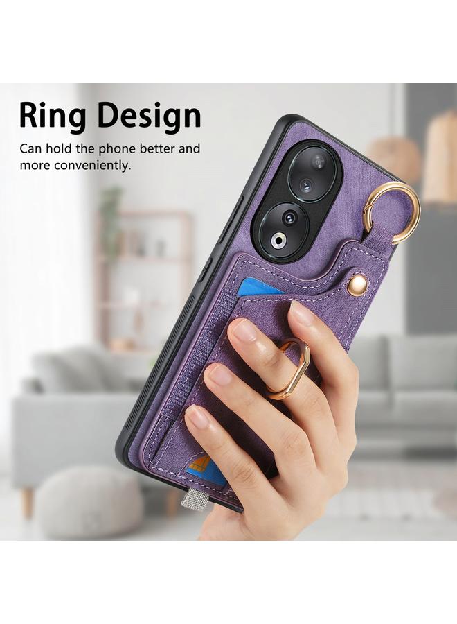 زبون جراب هاتف Honor 70 بتصميم كلاسيكي مع حلقة تعليق وحقيبة بطاقات - Image 5