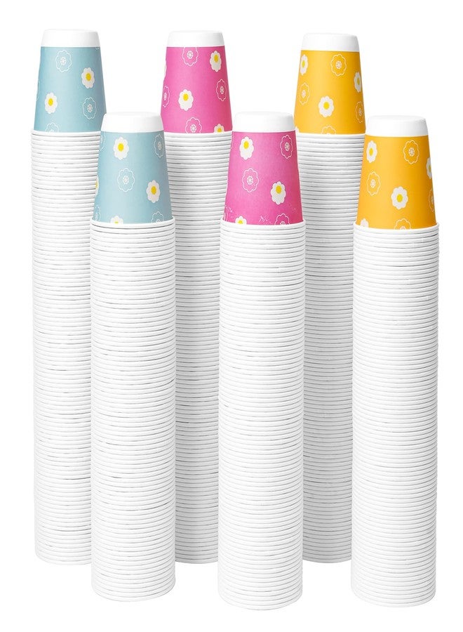 Tamone 600 Pack 3 oz Bathroom Cups, Mouthwash Cups with Flower, Pink, Yellow, Blue Small Disposable 3 oz Paper Cups for Party, Picnic, BBQ, Travel, Home & Event - Image 1