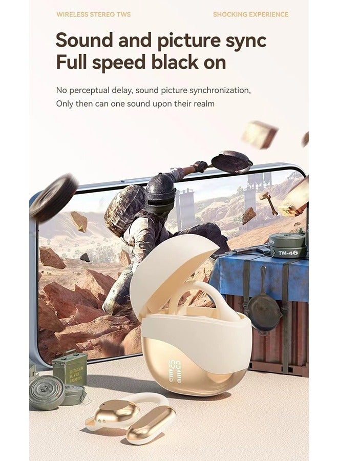 TWS Wireless Earphones M62 Earbuds Bluetooth V5.46, Sports Earphones HD Stereo Sound Comfortable Wearing，Wireless Charging Case & Display, Waterproof Fitness Headphones for Running (Golden) - Image 5