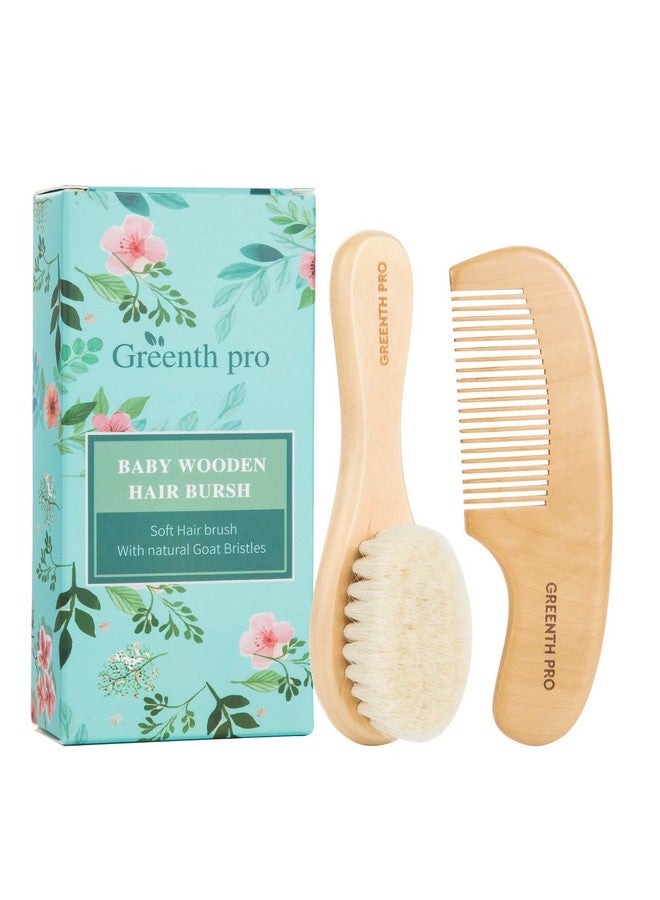 GREENTH PRO Baby Hair Bush And Comb Set Nature Lotus Wood With Soft Goat Bristle And Pear Wood Comb For Newborns & Toddlers Ideal For Cradle Cap  - Image 1