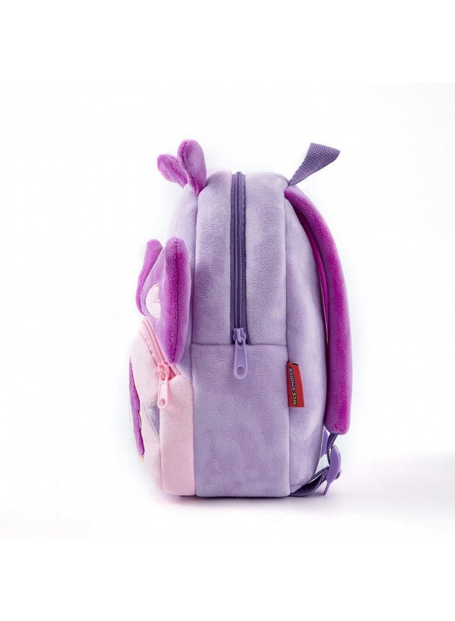 NICE CHOICE Cute Toddler Backpack Toddler Bag Plush Animal Cartoon Mini Travel Bag for Baby Girl Boy 2-6 Years(Purple Butterfly) - Image 1