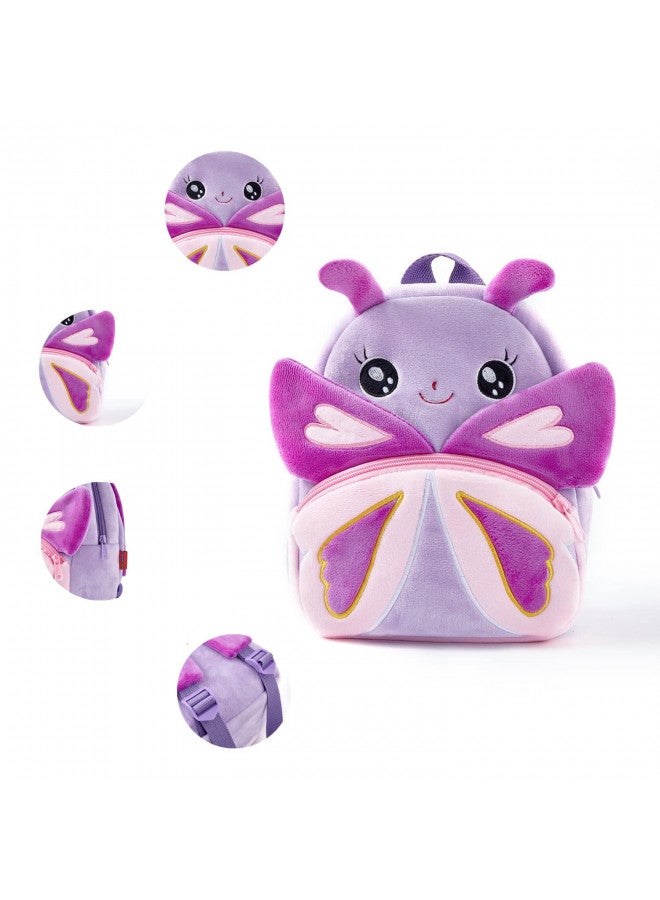 NICE CHOICE Cute Toddler Backpack Toddler Bag Plush Animal Cartoon Mini Travel Bag for Baby Girl Boy 2-6 Years(Purple Butterfly) - Image 4
