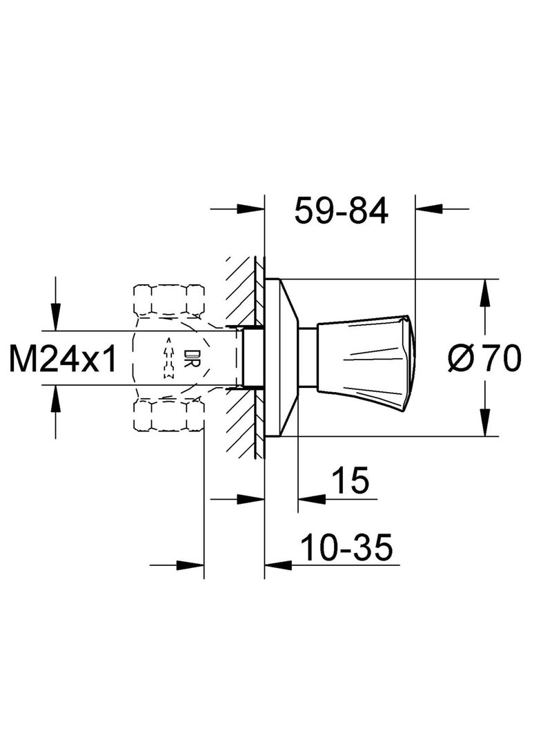 جروهي صمام خرساني كوستا للحمام من جروهي يتصل برأس دش او شطاف كروم - Image 3