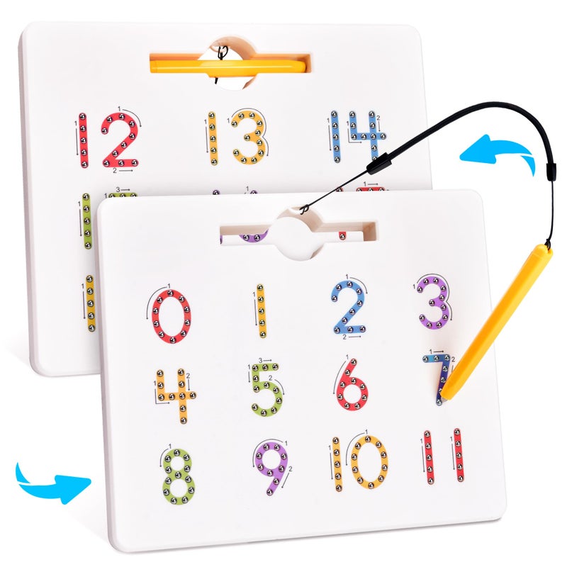 GAMENOTE Magnetic Number Tracing Board 2 in 1 Double Sided Numbers 120 Writing Board for Toddlers Kids Preschool Handwriting Learning Toys Educational Math Manipulatives - Image 2
