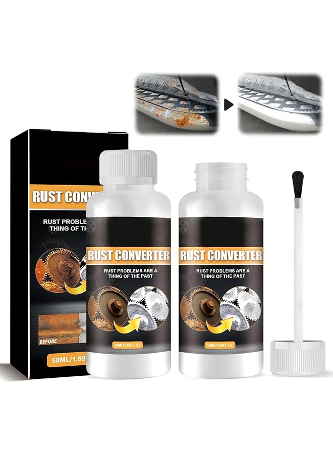 NALACAL 2Pcs Multipurpose Rust Remover, Car Rust Remover, Car Chassis Rust Converter, Water-Based Metal Rust Remover, Rust Inhibitor, Rust Stain Remover, Anti Rust Remover For Car Truck With Brush (50Ml) - Image 1