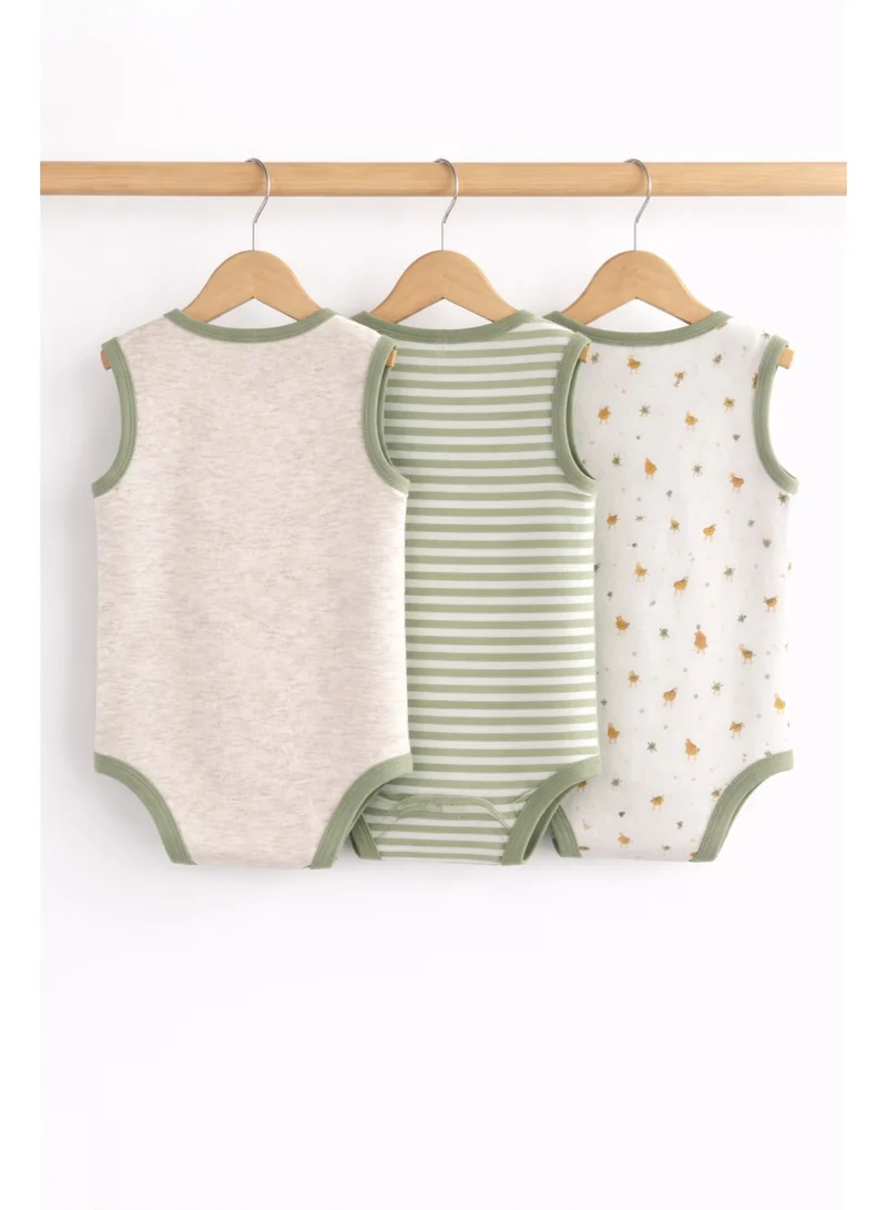 victor and jane Baby Boys Sleeveless Interactive Printed Bodysuits – Pack of 3